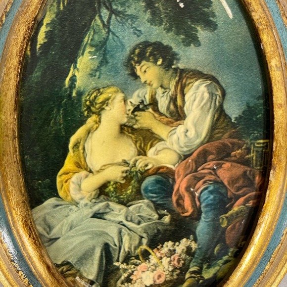 Vintage florentine art print gold leaf gilded wood frame crafted in Italy BL - Picture 2 of 6